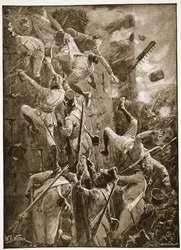 5:e divisionen stormar förbi San Vincentes vallar, illustration från "Battles of the Nineteenth Century" av Archibald Forbes, G.A. Henty och major Arthur Griffiths